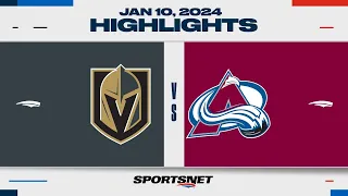 NHL Highlights | Golden Knights vs. Avalanche - January 10, 2024