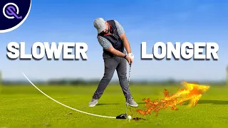 Swing SLOWER but hit golf shots FURTHER (let me explain...)