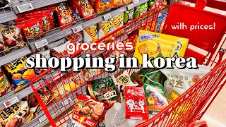 shopping in korea vlog 🇰🇷 grocery food with prices 🛒 snacks unboxing & cooking