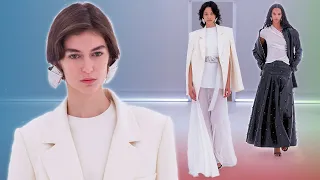 High & Street Fashion Brandon Maxwell Spring/Summer 2024 #702 White coat, Jeans and A-line skirt