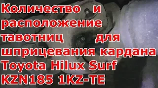 Количество и расположение тавотниц для шприцевания кардана Toyota Hilux Surf KZN185 / 1KZ -TE