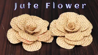 Easy burlap flowers tutorial - Jute Rose Flower Making - Jute Flower Decoration Craft - Diy Crafts