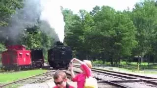 Cass Scenic RR Geared Steam Locomotive, Heisler #6 Leaving Whistle