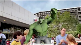 Hulk busts down on a family at burger king