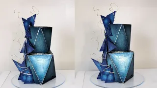 Carved ABSTRACT GEOMETRIC Cake with NO Buttercream! | Cake Decorating Tutorial | New Trend Cakes