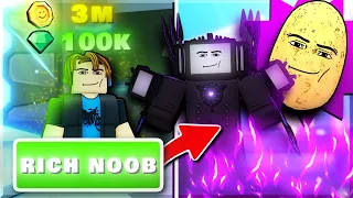 Super Rich Noob With 3 MILLION Coins & 100k Gems gets INSANE Units in Skibidi Tower defense