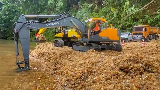 Story Line : RC Excavator Huina 1594 & Volvo Making Project Gabion Cube System