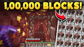 I Mined 100,000 Blocks in a STRAIGHT LINE In The Nether !