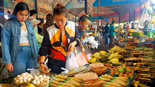 BEST CAMBODIA Street Food in Countryside! Fruit, Fish cake, Egg, Snail, Chicken, Frog, & More