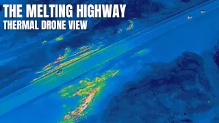 Unique Thermal Drone Video From a Melting Road in Iceland