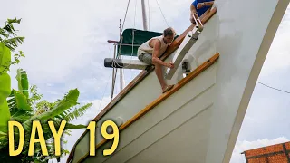 Installing Yabá's anchor bow roller (complete boat rebuild) — Sailing Yabá 187