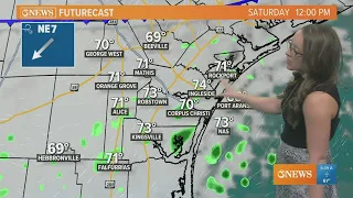 Light rain with mild temps on Saturday, cooler Sunday behind a weak cold front