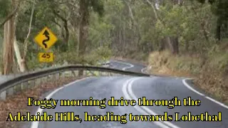 Foggy morning drive through the Adelaide Hills, heading towards Lobethal, South Australia