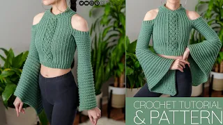 How to Crochet: Cold Shoulder Bell Sleeve | Pattern & Tutorial DIY