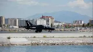RAF Hawk Trainers take off from Gibraltar airport
