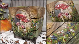 A container inspired by nature and the forest🍄💚🐞 Decoupage 3d