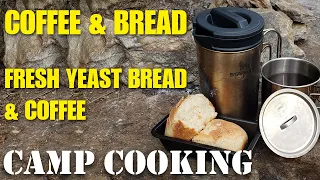 Stanley Adventure All-In-One Boil + Brew French Press coffee and bread