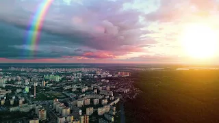 #Футаж радуга над городом ◄4K•HD► #Footage rainbow over the city