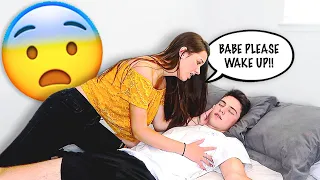 NOT WAKING UP PRANK ON FIANCÉ!! **she cried**