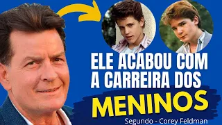 CHARLIE SHEEN O GRANDE VILÃO ATRÁS DAS CÂMERAS (Segundo versão de Corey Feldman)