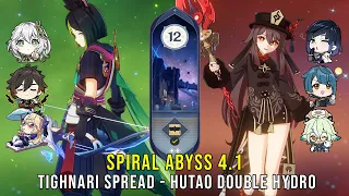 C1 Tighnari Spread and C1 Hutao Double Hydro - Genshin Impact Abyss 4.1 - Floor 12 9 Stars