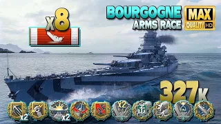 Battleship Bourgogne: 8 ships destroyed on map Warrior's Path - World of Warships