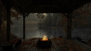 Cozy Cabin Fireplace🔥🌧️Peaceful Rain and Crackling Fire for Restful Sleep | Relaxing Ambient