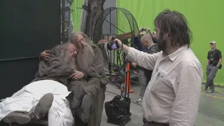 Michael Gambon on set of The Hobbit