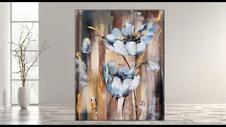 Very Easy Abstract Flowers Acrylic painting  for beginners / Realtime  /step by step / MariArtHome