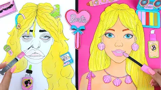 ASMR Makeup & Skincare for BARBIE with Paper Cosmetics