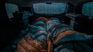 Rain on window car - Sleep alone in the heavy rain inside a camping car - rain sounds for sleeping