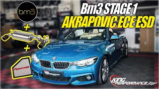 Zeiten messen mit STAGE 1 Bm3 + AKRAPOVIC ECE Slipon Titan ESD passend für BMW 440i F32 F33 F36 OPF