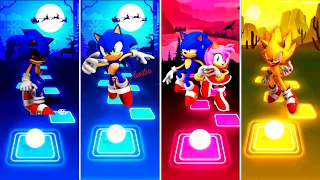 Sonic exe vs Sonic Speed vs Sonic love Amy Rose vs Super Sonic Exe | Sonic Team Tiles Hop EDM Rush