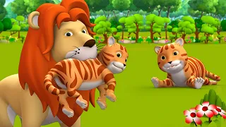 The Cat and Lion King 3D Kids Hindi Moral Stories बिल्ली मौसी और शेर राजा हिन्दी कहानी Fairy Tales