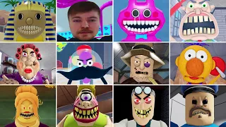 All Jumpscares Caught By Scary Obby In Roblox MrBeast Barry Obby, Evil Grandma, Tims Farm, Teacher