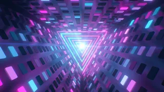 Retro Futuristic Neon Tunnel of Flashing Lights and Glowing Triangle 4K TikTok Trend Background