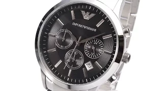 EMPORIO ARMANI AR2434 MENS WATCH CLASSIC SILVER BLACK DIAL REVIEW アルマーニ シルバー ブラック  レビュー メンズ 腕時計
