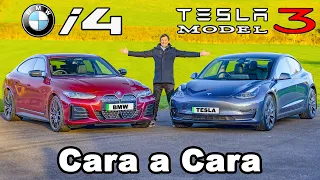 BMW i4 vs Tesla Model 3 ¡RESEÑA con prueba de 0-100km/h!