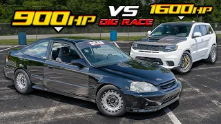 919HP AWD Civic VS 1600HP Trackhawk - DIG REMATCH! (Honda Strikes Back)