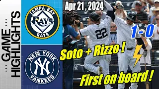 Yankees vs TB Rays [Highlights] April 21, 2024 | Soto scores a run ! Rizzo knock !