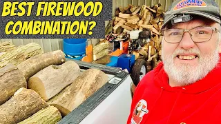 Splitting half truckload of ash/oak/hickory rounds
