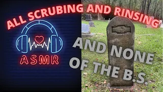 ASMR Headstone cleaning (Scrubbing and Rinsing)