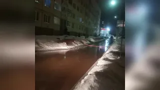 Вода залила двор в Новочебоксарске