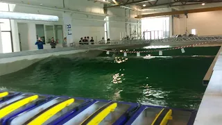 Huge wave generation in the Cork LIR wave tank: wave splashes over the end of the tank