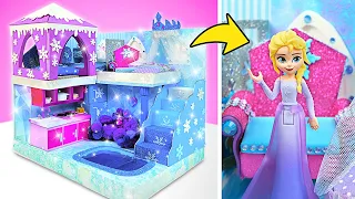 Castel în miniatură pentru Elsa, cu tobogan de apă și piscină înghețată din carton ❄️🏰