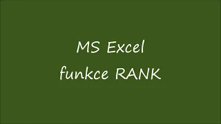 MS Excel  - funkce RANK