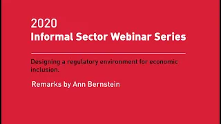 Informal Sector Webinar Series: Designing a regulatory environment for economic inclusion (1)