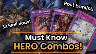 *NEW* Yu-Gi-Oh! HERO Combos You Must Know! Post Banlist 3 Destiny HERO Malicious! (Blake Dauterive)