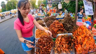Best Cambodian Street in Phnom Penh - Delicious Fried Cricket, Bird, Spaider, Snack & More