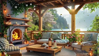 Smooth Jazz Music with Spring Porch Ambience by the Lake 🌼Jazz Instrumental Music for Work, Study